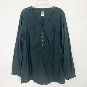 The North Face 1/2 Button Long Sleeve Black Top Size Large